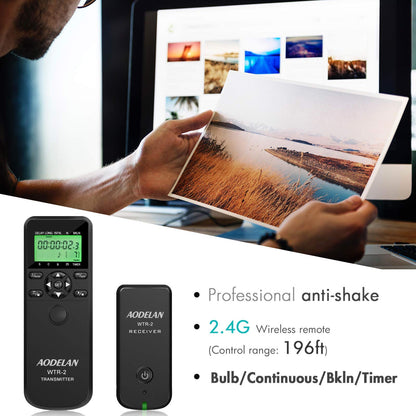 AODELAN Camera Wireless Shutter Release Timer Remote Control Compatible for Canon EOS R, ROS RP, 2000D, 250D, 90D, 77D, 800D, EOS R, EOS M6 Mark II, 7D series, 5D series; Olympus OM-D E-M1 Mark II