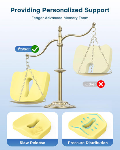 - Feagar Seat Cushion for Coccyx Sciatica Hemorrhoid Tailbone Back Pain Relief -