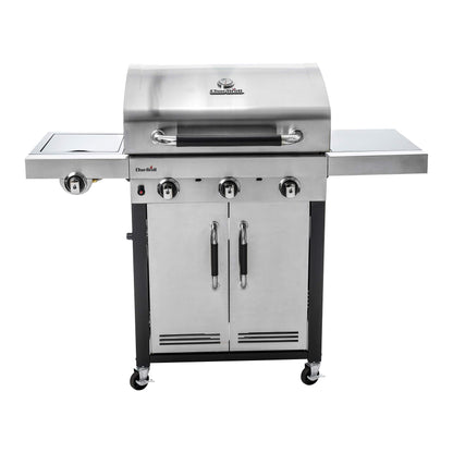 Char-Broil Advantage Series 345S - 3 Burner Gas Barbecue Grill with TRU-Infrared Technology, Stainless Steel Finish with 140 766 - Universal 3-4 Burner Gas Barbecue Grill Cover, Black.