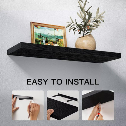 - STOREMIC Floating Shelves | Black Shelves | 60cm | Set of 2 Shelves Easy to Install -