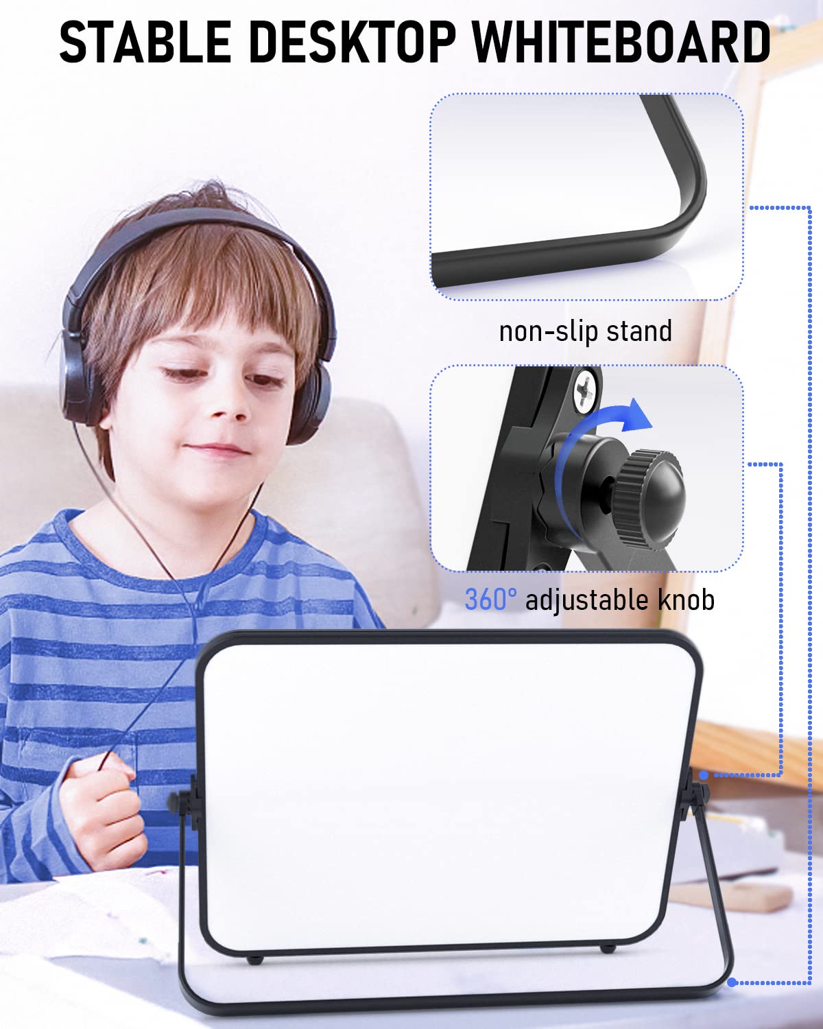 - Nicpro Dry Erase Small Whiteboard | A4 with Non-Slip Stand -