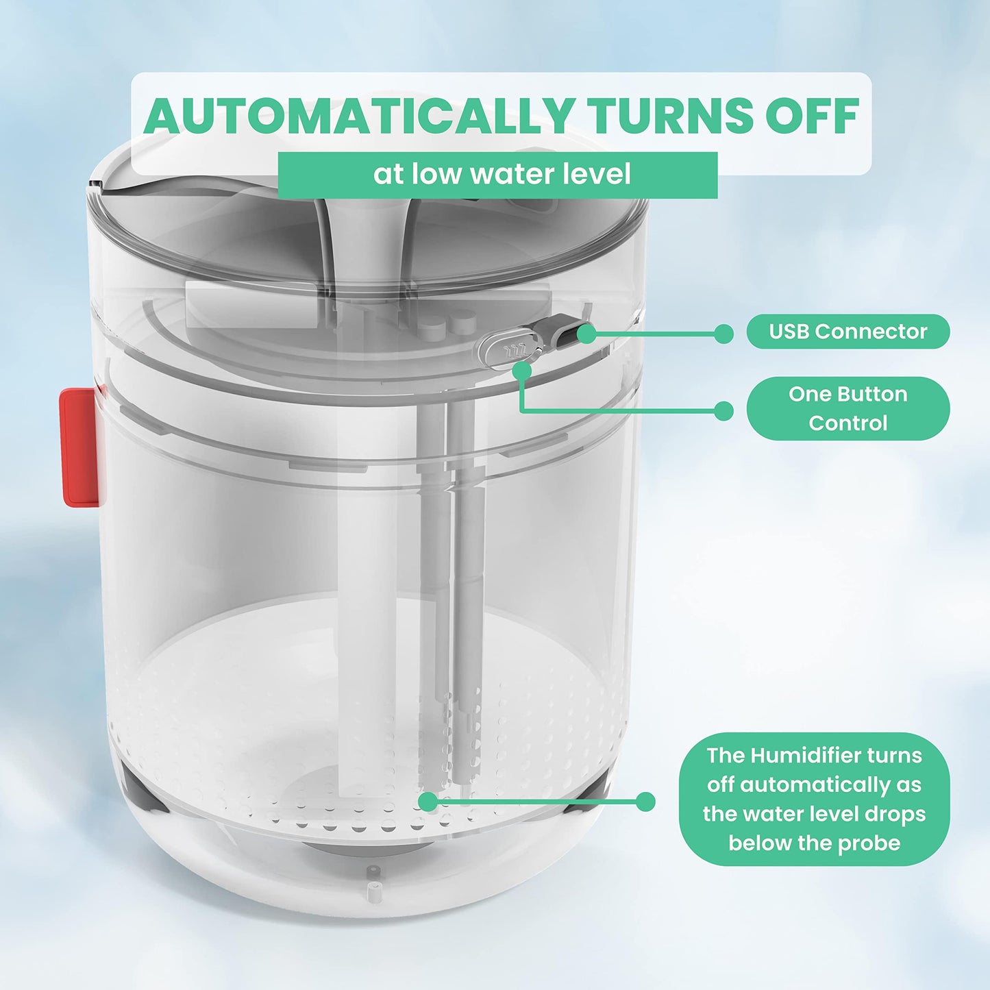 Aerobe Humidifier - Air Humidifier For Bedroom 500ML Cool Mist Humidifiers For Home Mini Humidifier Plant Humidifier For Indoor Plants Soothing Warm Night Light Perfect For Serene Environment