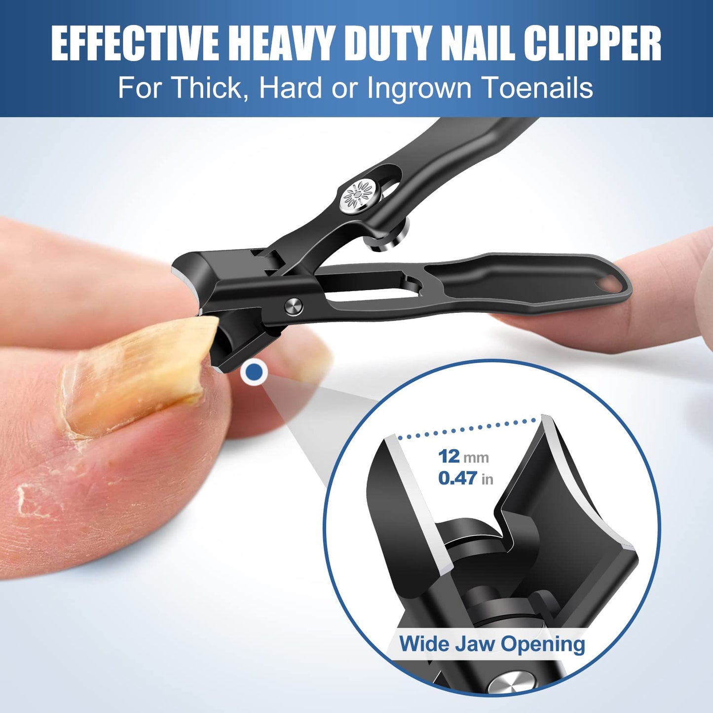 2024 Upgrade Nail Clippers for Men Thick Nails, Wide Jaw Opening Nail Clippers with Catcher, No Splash Toenail Clippers for Seniors, Professional Ultra Sharp Fingernail Cutter with Safety Lock
