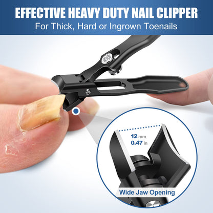 2024 Upgrade Nail Clippers for Men Thick Nails, Wide Jaw Opening Nail Clippers with Catcher, No Splash Toenail Clippers for Seniors, Professional Ultra Sharp Fingernail Cutter with Safety Lock