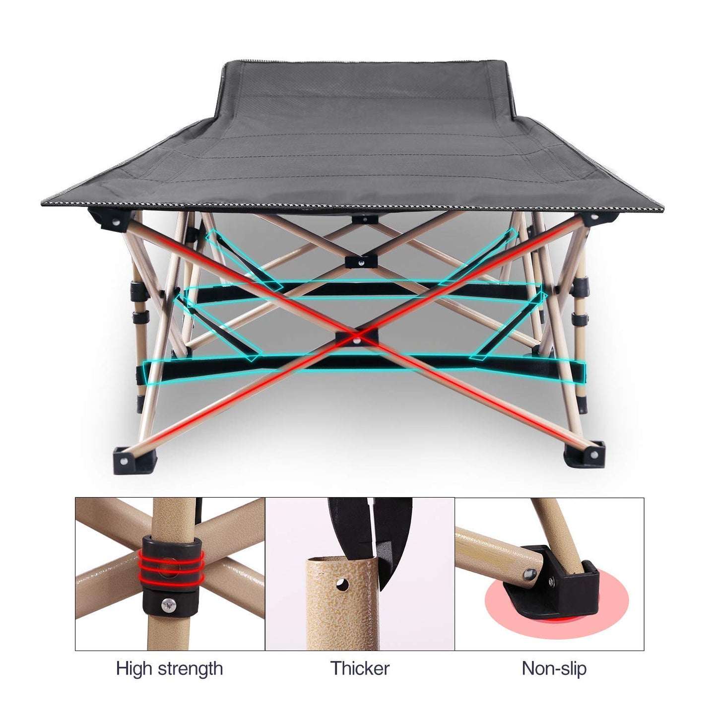 - REDCAMP Folding Camping Bed | Heavy Duty Sturdy Camp Bed with Mattress -