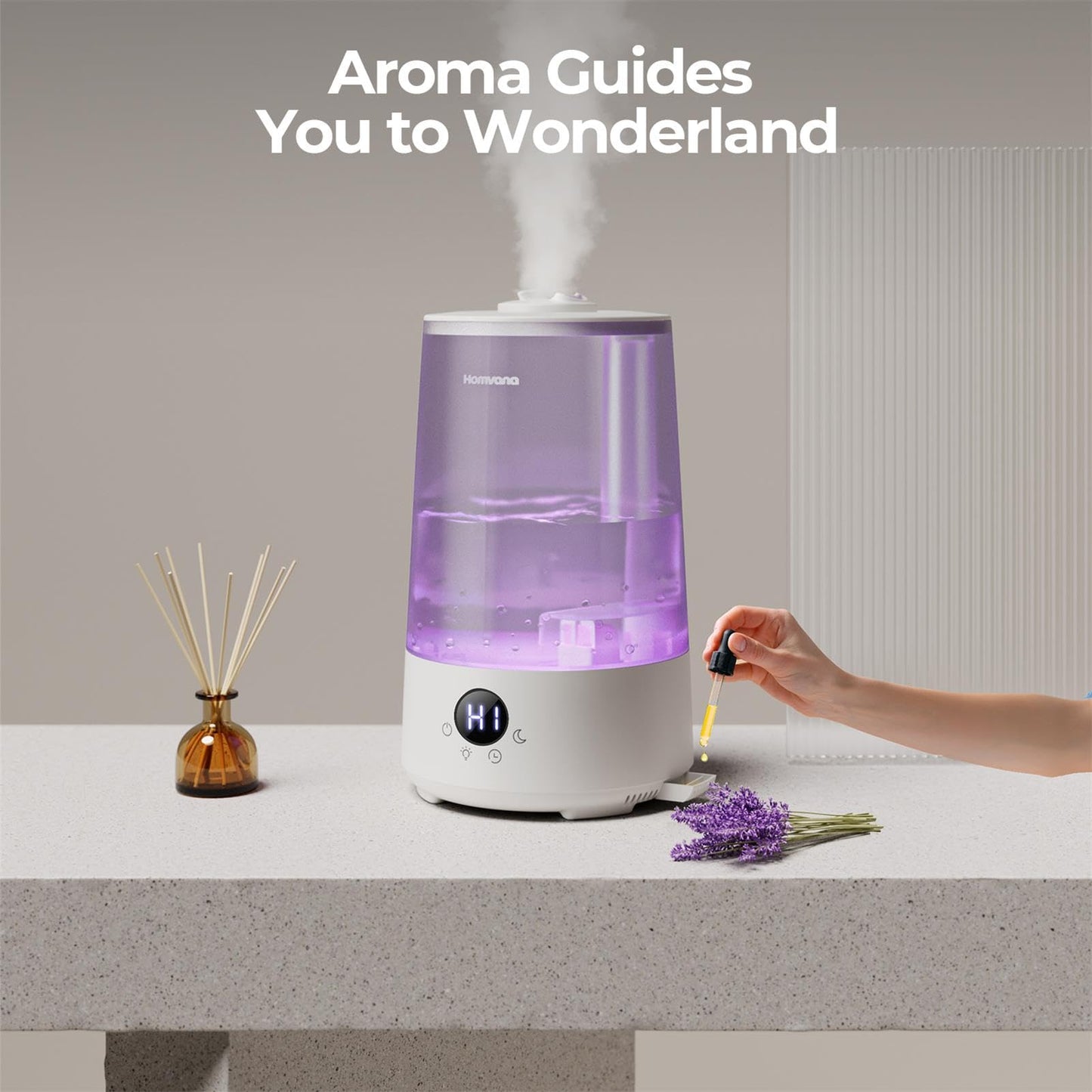 - Homvana Humidifier for Bedroom | 3.6L | Cool Mist for Large Room | 360° Rotatable -
