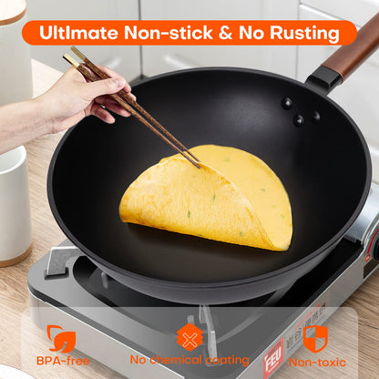 - Jobin 33cm/5.6L Non Stick Wok With Lid -