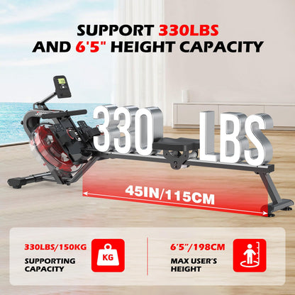 - JOROTO Water Rowing Machine For Home Gym | 150KG Weight Capacity With Bluetooth Connection -