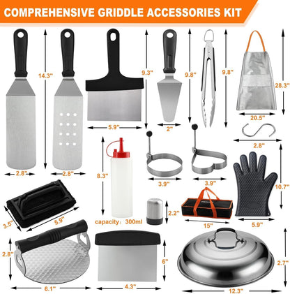 - Grilljoy 28-Piece Griddle Spatulas Kit with Cleaning Kit -
