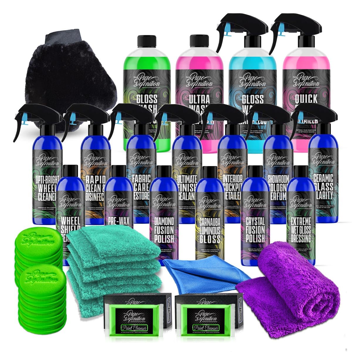 Car Detailing Kit Full Exterior Interior Vehicle Cleaning Washing Polish Wax Wheel Clay (Complete Detailing Kit)