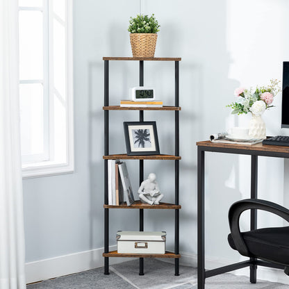 - HOOBRO Corner Shelf | Storage Shelving Unit | Corner Bookcase | 5-Tier Freestanding Bookcase -