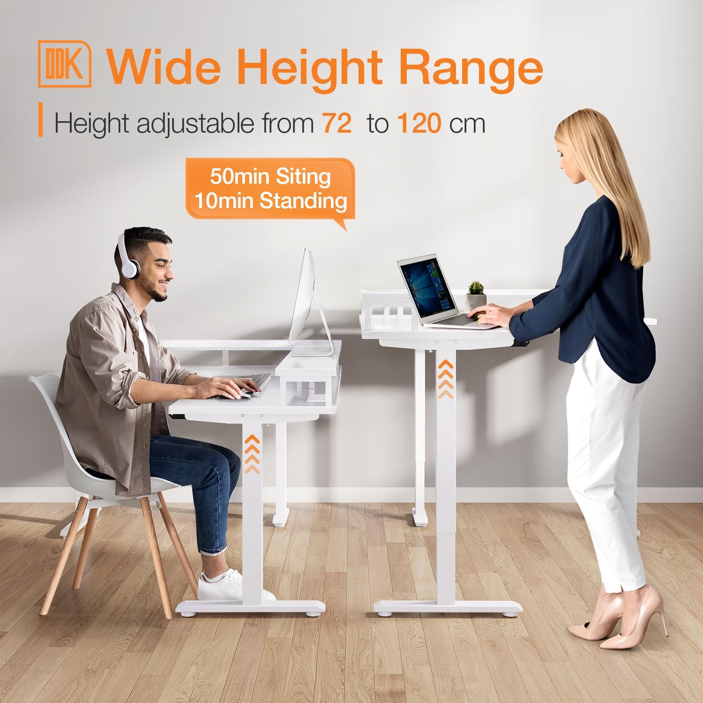 - ODK Electric Standing L-Shaped Desk | 150 x 120 cm |Height Adjustable Corner Desk -