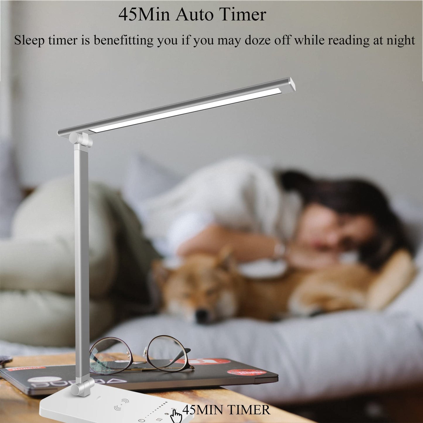 - Qualore Desk Lamp |LED Table Lamps | USB Charging Port | 5 Color Mode -