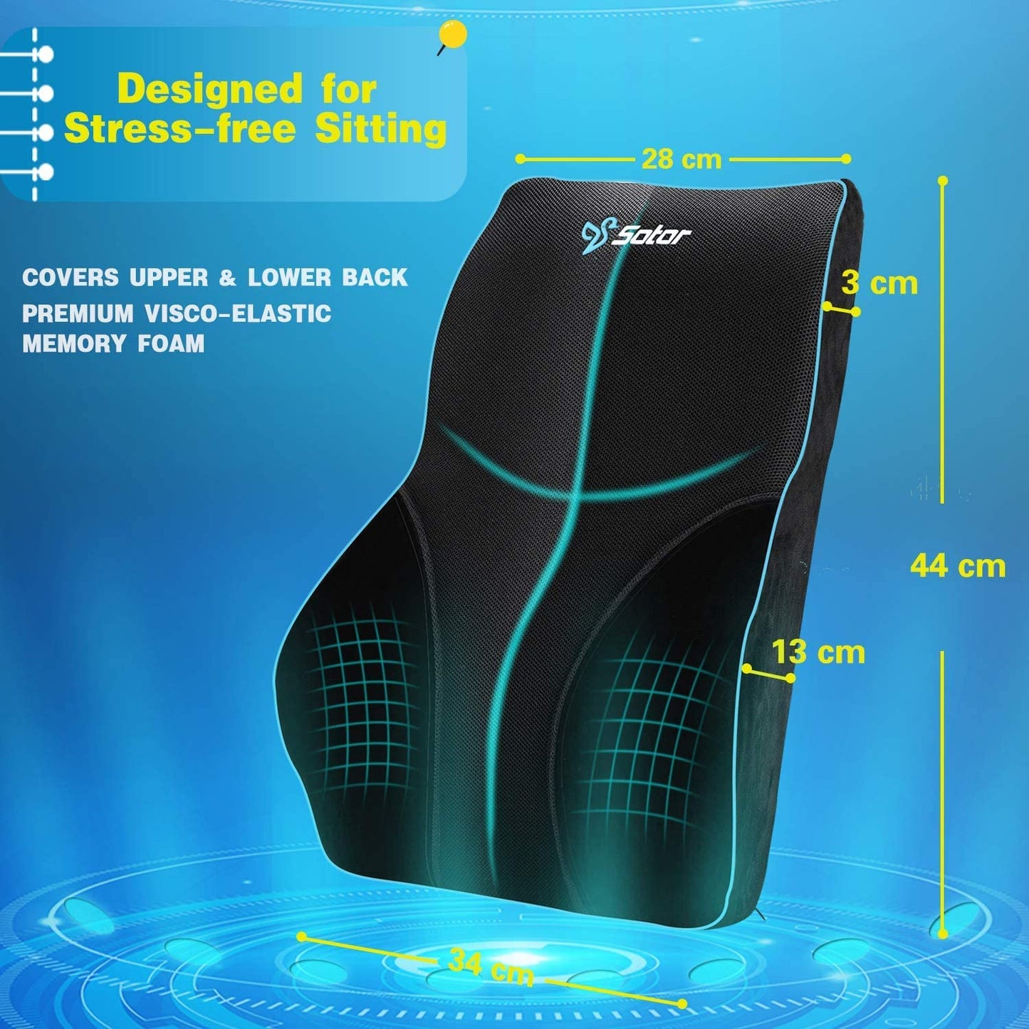 - Sotor Pillow | Memory Foam Back Support Cushion Lumbar Support for Office Chair -