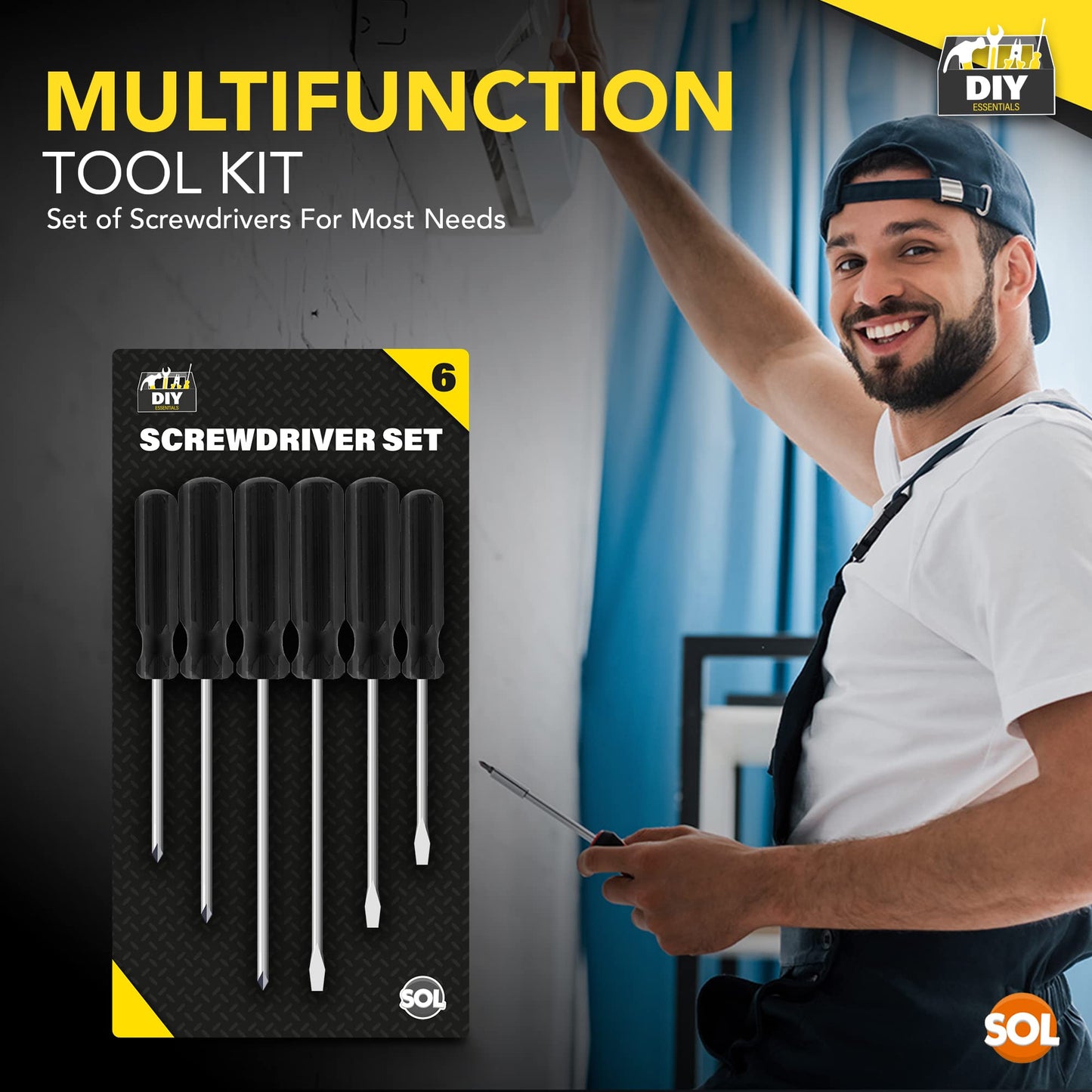 6pk Phillips Screwdriver Set | 3.4mm, 4.5mm Non-Slip Grip Screwdrivers, Electrical Screwdriver Sets, Electricians Screwdriver Set Electrician Tools, Philips Screwdriver, Screw Driver Set