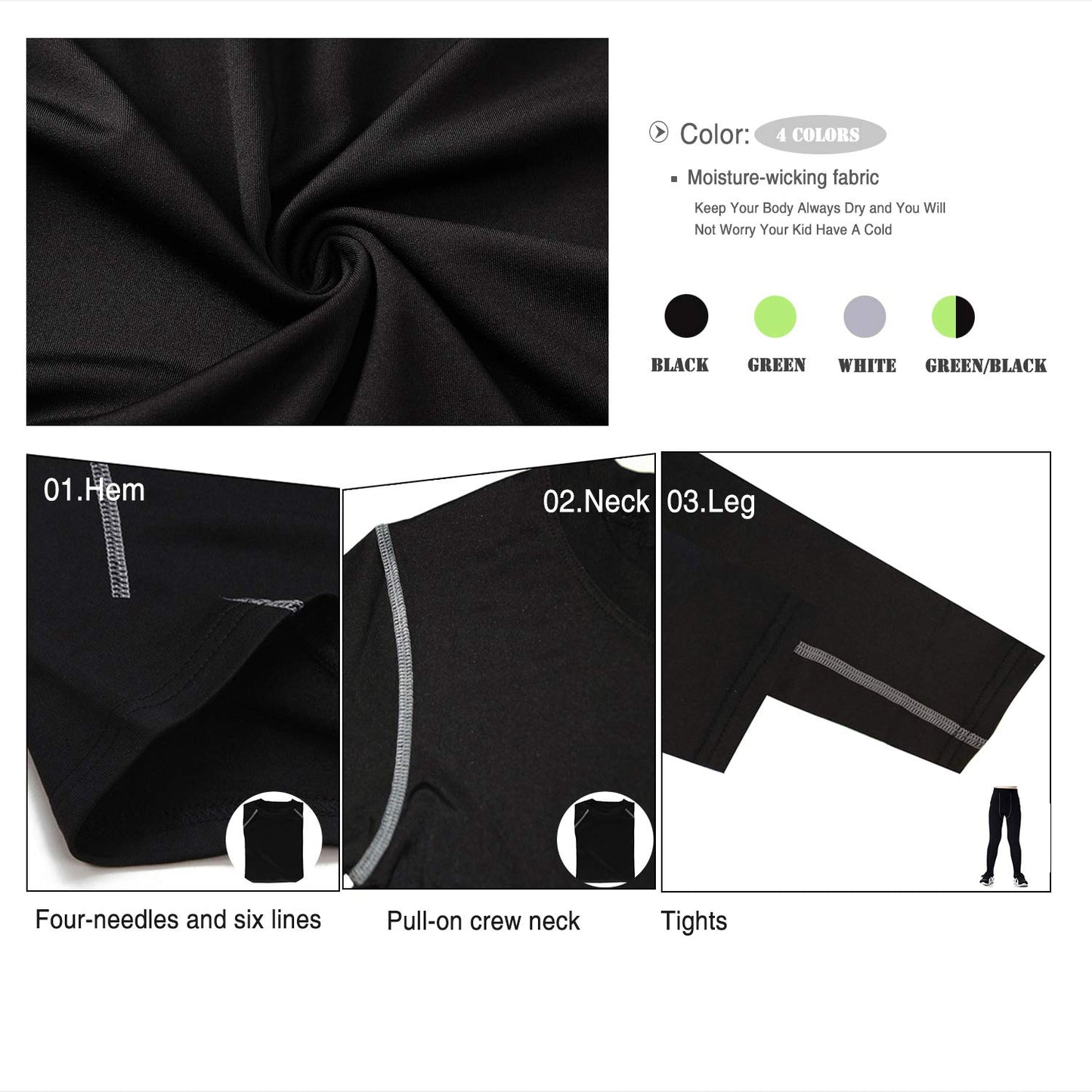 - LANBAOSI Kids Boys Ski Base Layer Set | Thermal Underwear Set | Long Sleeve Top and Leggings -