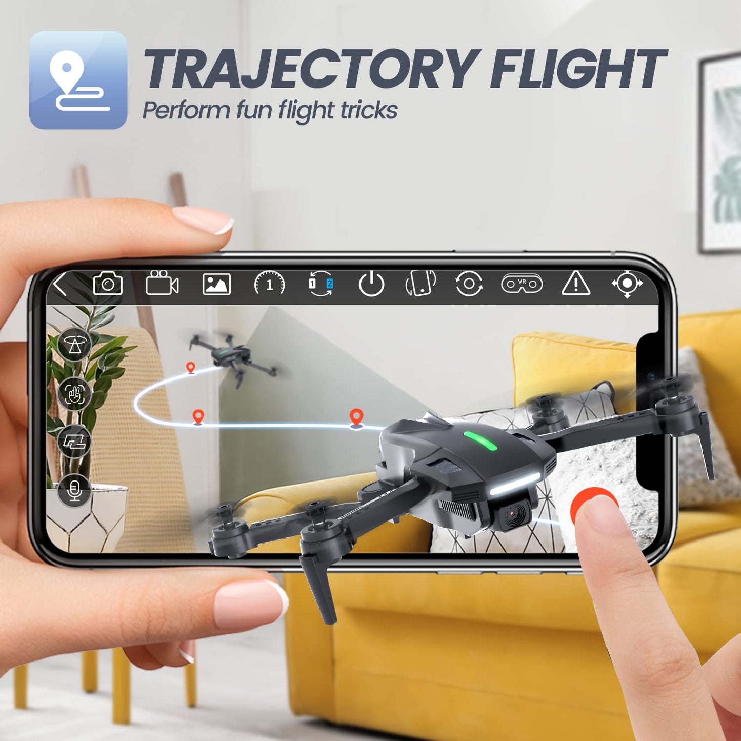 DEERC D70 Mini Drone for Kids Adults with Camera, 720P HD FPV Foldable RC Quadcopter for Boys Girls with Headless Mode, Tap Fly, 360° Flips, Voice and Gesture Control, 2 Modular Batteries