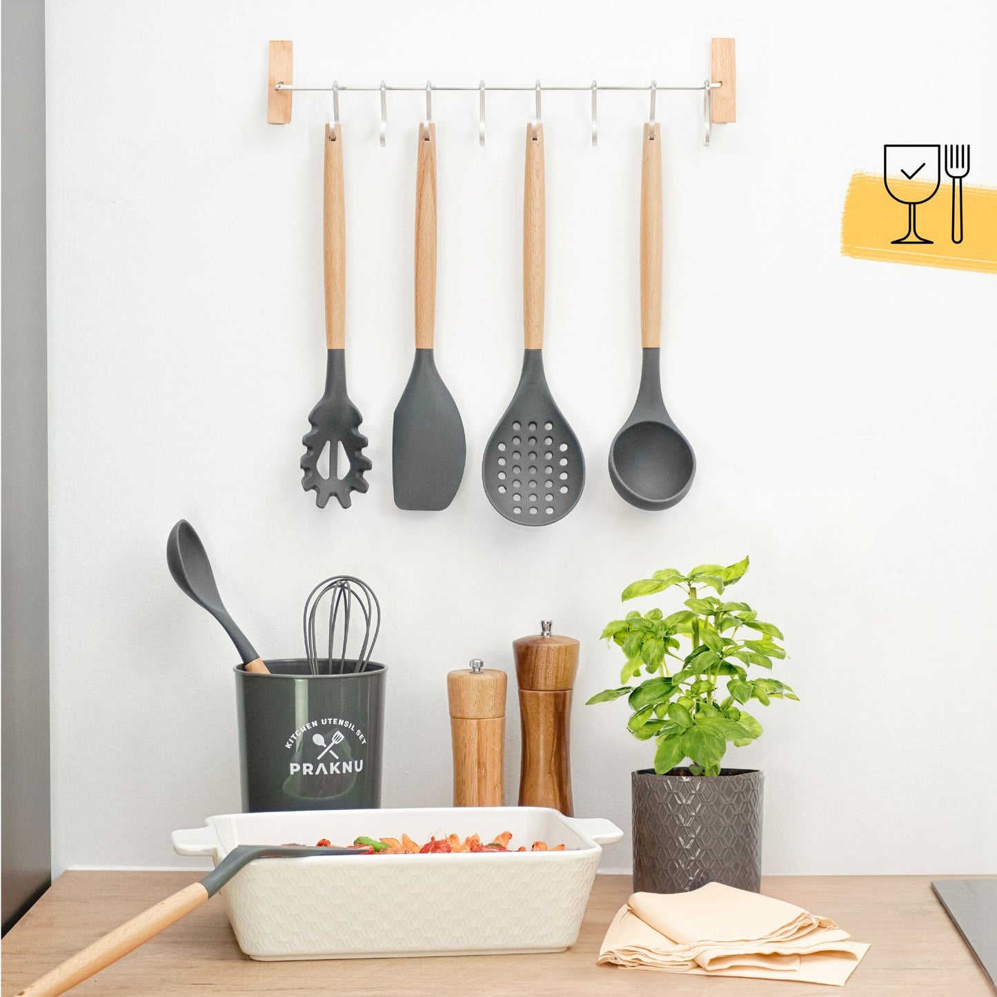 - Kitchen Utensils Set | 8 PCS Silicone Cooking Utensils Set with Heat Resistant | Nonstick Cookware Tongs Spatula Spoon Set -