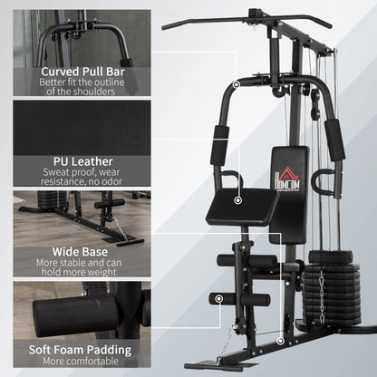 - HOMCOM Multi Gym with Weights | Multifunction Home Gym Machine | 45kg Weight Stack -