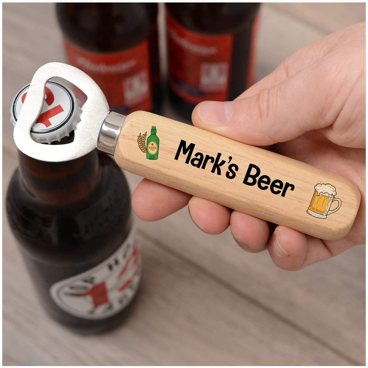 - PERSONALISED Wooden Bottle Opener | Gifts for Him -