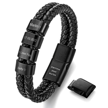 - Murtoo Personalised Bracelet for Men | Leather Bracelet With Name | Gift for Men -