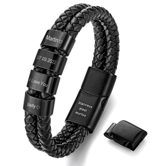 - Murtoo Personalised Bracelet for Men | Leather Bracelet With Name | Gift for Men -