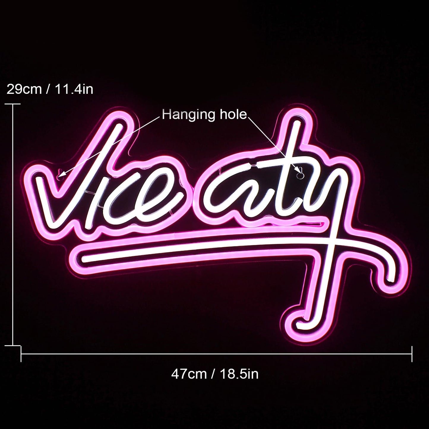 - wanxing Vice City Neon Sign Pink White Led Sign for Bedroom Wall Decor