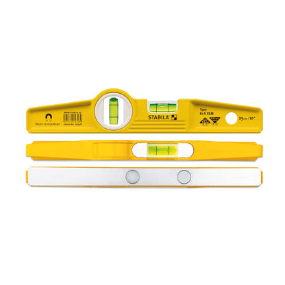 - Stabila Type81SREM 25cm/10-inch | Rare Earth Magnetic Spirit Level with Holster| Yellow/Black -