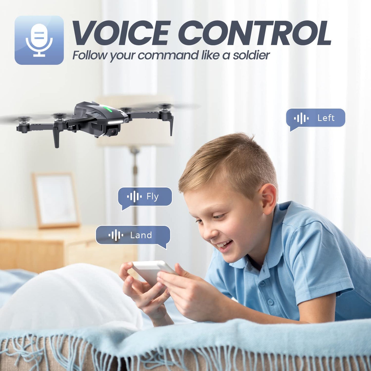 DEERC D70 Mini Drone for Kids Adults with Camera, 720P HD FPV Foldable RC Quadcopter for Boys Girls with Headless Mode, Tap Fly, 360° Flips, Voice and Gesture Control, 2 Modular Batteries