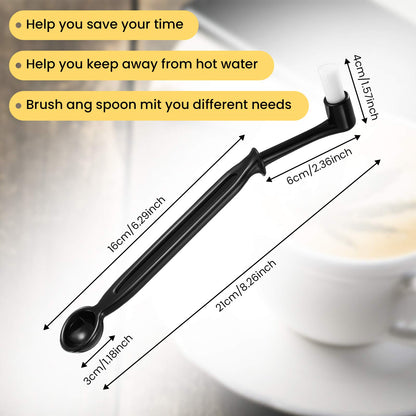 6 Pieces Coffee Machine Cleaning Brush Set Machine Cleaning Brush Tool with Spoon, Coffee Grinder Cleaning Brush, Wood Handle and Soft Bristles Wood Brush for Coffee Machine Group Head