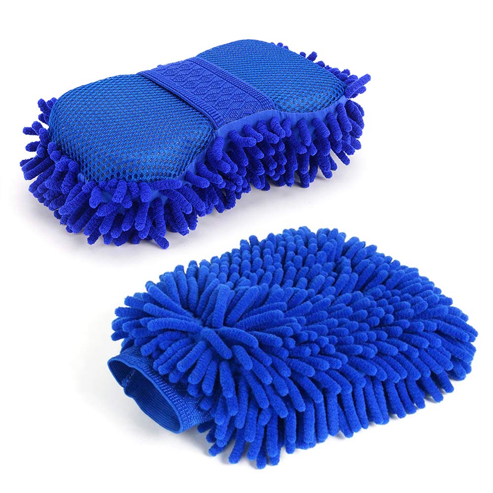 - SteelFever Set of 2 Car Wash Cleaning Kit | Microfiber Chenille Cleaning Sponge -
