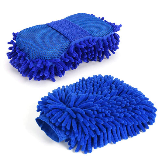 - SteelFever Set of 2 Car Wash Cleaning Kit | Microfiber Chenille Cleaning Sponge -