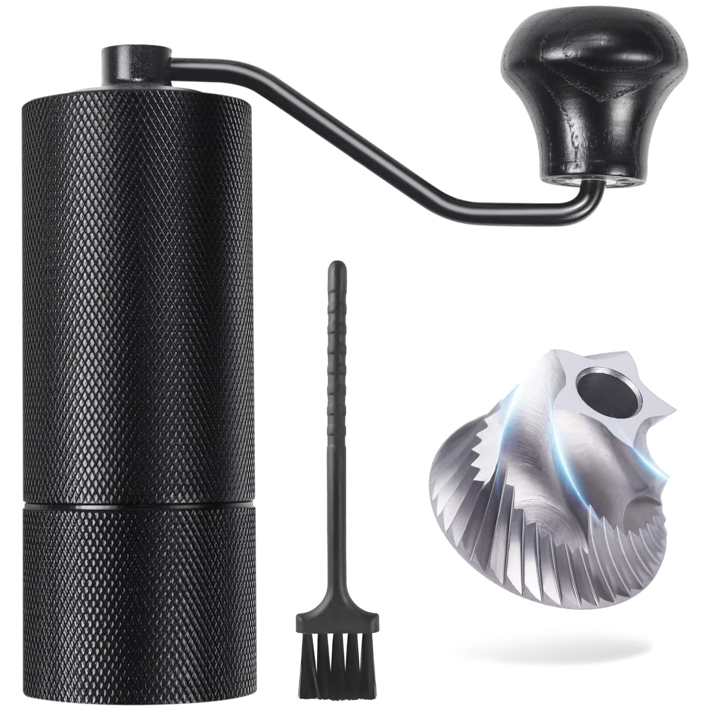 Azontion Coffee Grinder Manual CG30, 38mm Tiger Shark 420 SUS CNC Steel Burr, 36-Click Fine Adjustment, Portable Coffee Bean Grinder for Aeropress, Hand Pour, French Press, Espresso