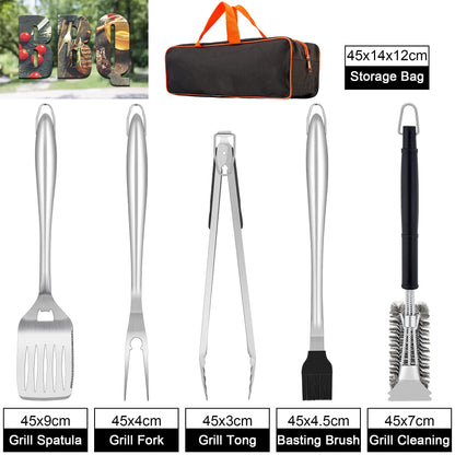 - Herogo BBQ Tool Sets | 6 Piece Heavy Duty Stainless Steel Barbecue Accessories with Portable Bag -