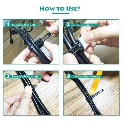 50 Pieces Cable Management Desk Cord Organizer Cable Ties Wire Fasteners Clips