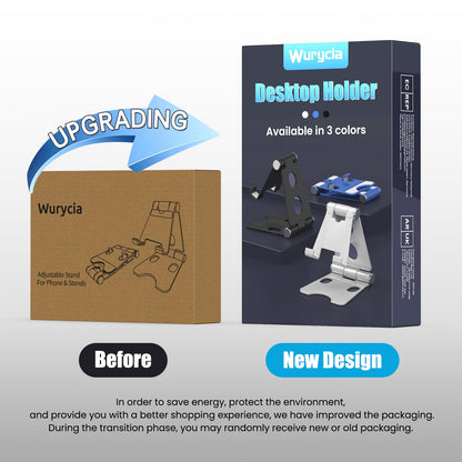 - Wurycia Adjustable Phone Stand, Full Aluminum Foldable Desktop Holder Phone Stand for 4-11'' Cellphones and Tablets