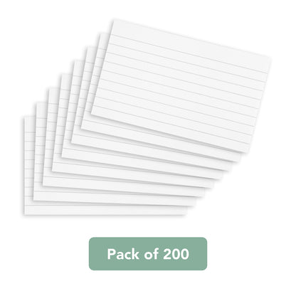 - Summit Flash Cards | 200 Pack White | Lined Revision Cards | 125x75mm -