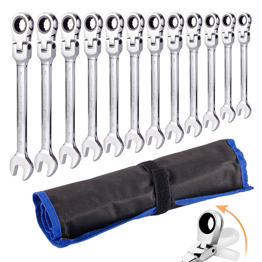 - Qnkaa Ratchet Spanner Set | 12pcs Metric Flexible Combination Wrench-