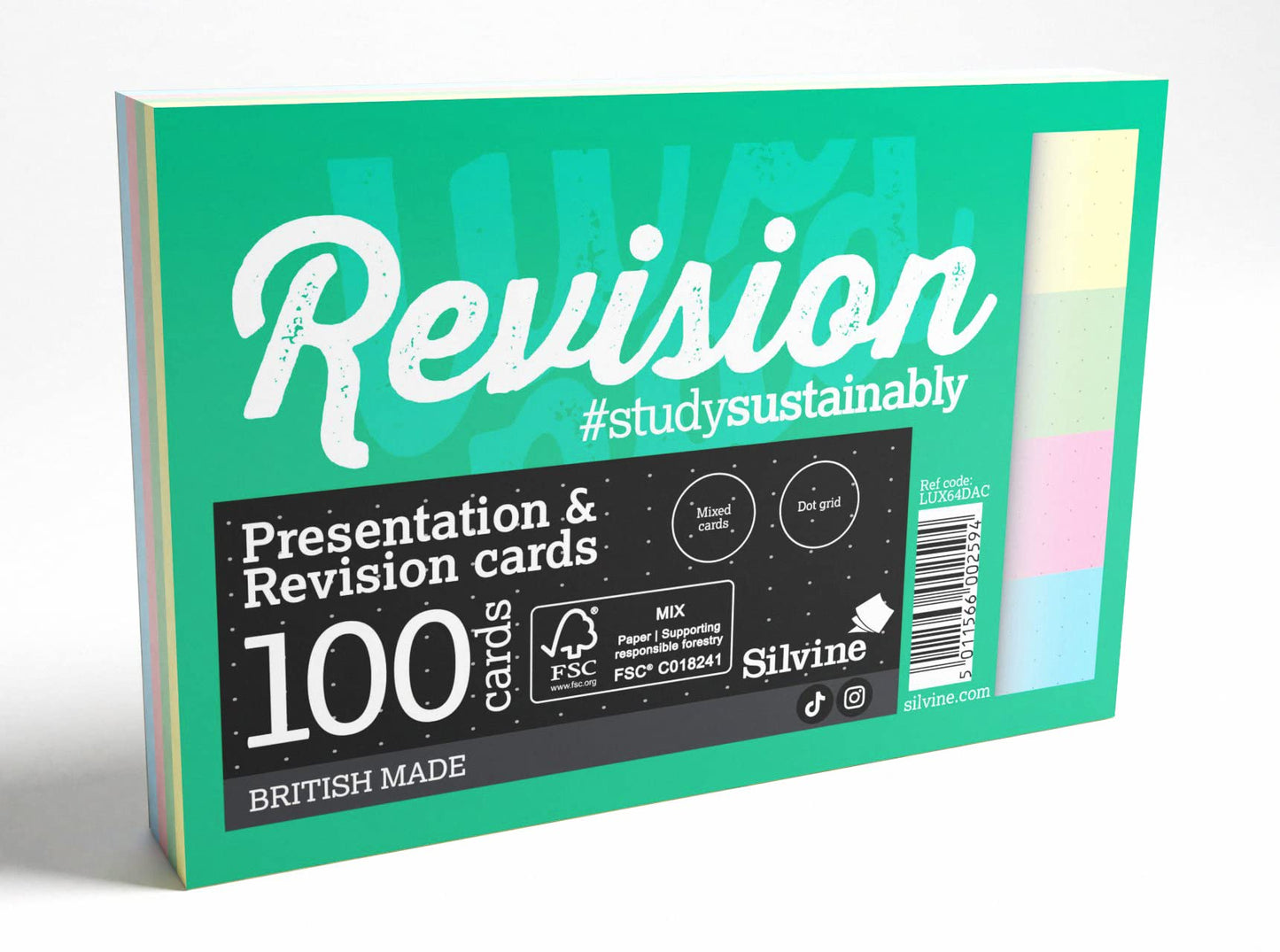 - Luxpad Revision A6 Flash Cards | 5mm Dot Grid (100 Cards) Assorted Colours -