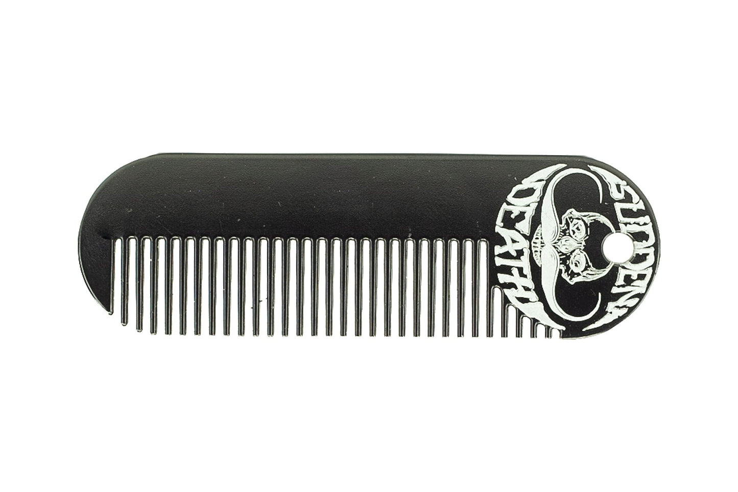 Beard Comb Or Fine Tooth Moustache Pocket Stainless Steel Metal Powder Coated Black Keychain Mustache Comb For Men - 3.25 x 1 Inches by Death Grip
