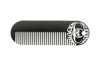 Beard Comb Or Fine Tooth Moustache Pocket Stainless Steel Metal Powder Coated Black Keychain Mustache Comb For Men - 3.25 x 1 Inches by Death Grip