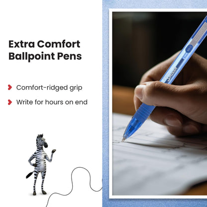 - ZEBRA Pen Z Grip Smooth Multi- Coloured & Black Ballpoint Pens, Smooth & Comfortable Retractable Pens