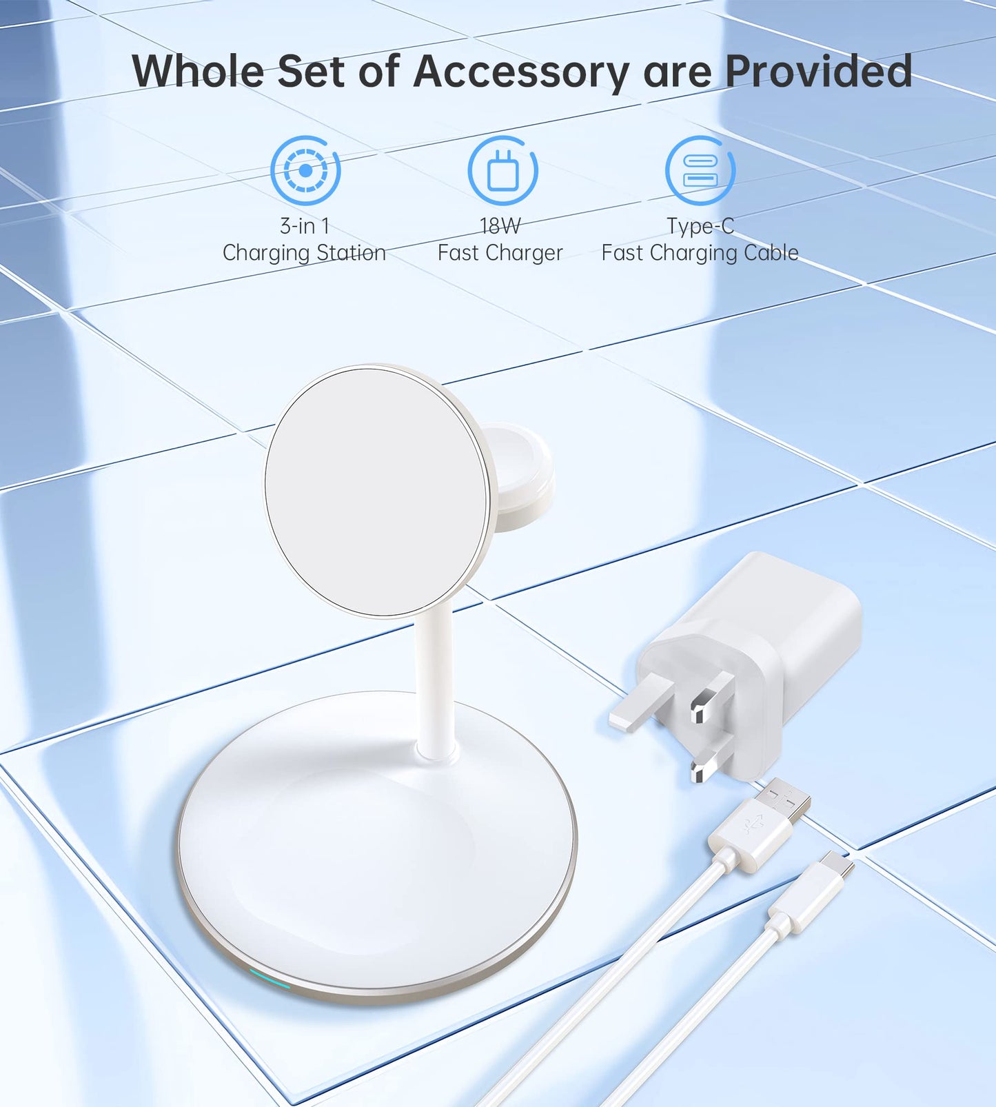 - Mag-Safe Wireless Charger Stand | Upgrade 3 in 1 Magnetic Wireless Charging Station -