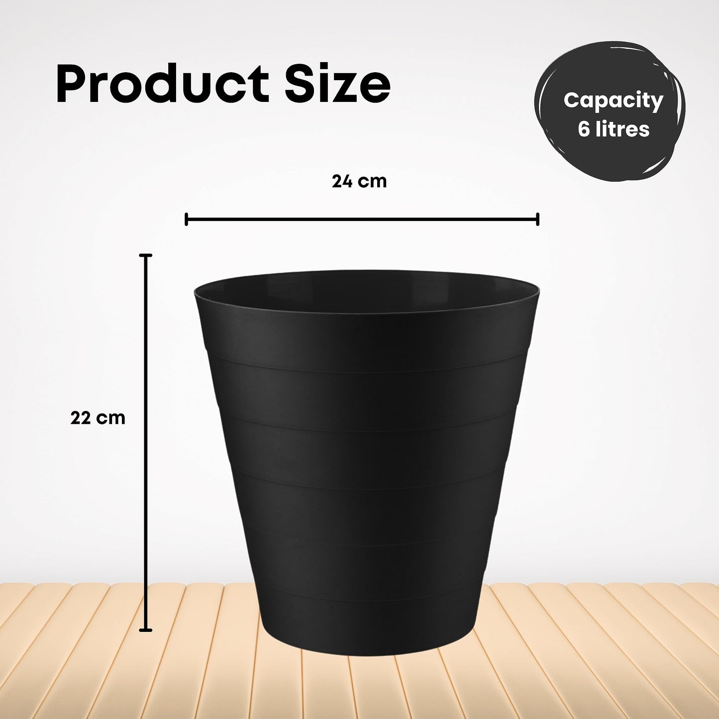 - Homeshopa Plastic Waste Paper Bin | 6L | Round Waste Basket Trash Can | Lightweight Rubbish Bin -