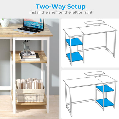 - GreenForest Computer Desk With Monitor Stand | 100cm Home Office Desk -