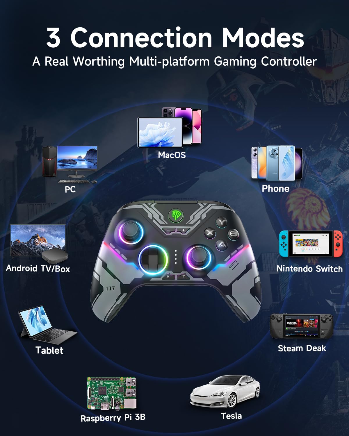 - EasySMX X15 Wireless PC Controller with Hall Triggers | Hall Joysticks | Enhanced Bluetooth Game Controller -