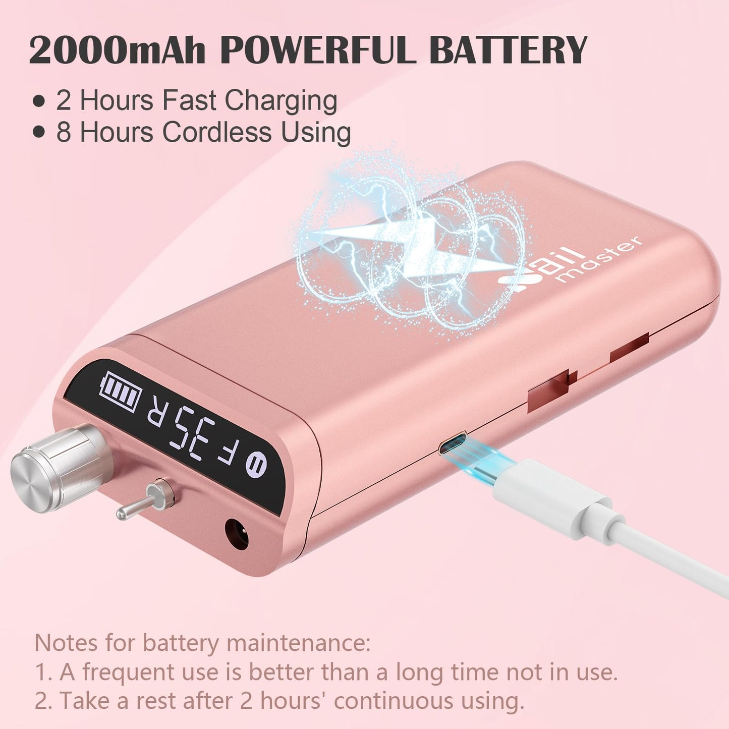 - Kredioo 350000RPM Nail Drill | Rechargeable Electric Nail Files for Acrylic Gel Nail -