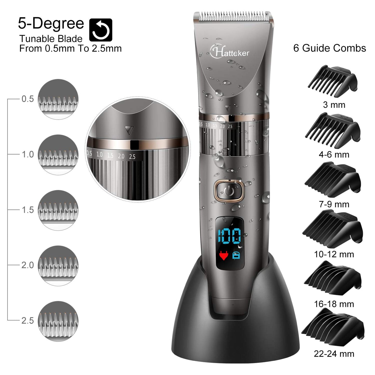 - Hatteker Professional Hair Clippers | Cordless Clippers | Hair Trimmer Beard Trimmer -