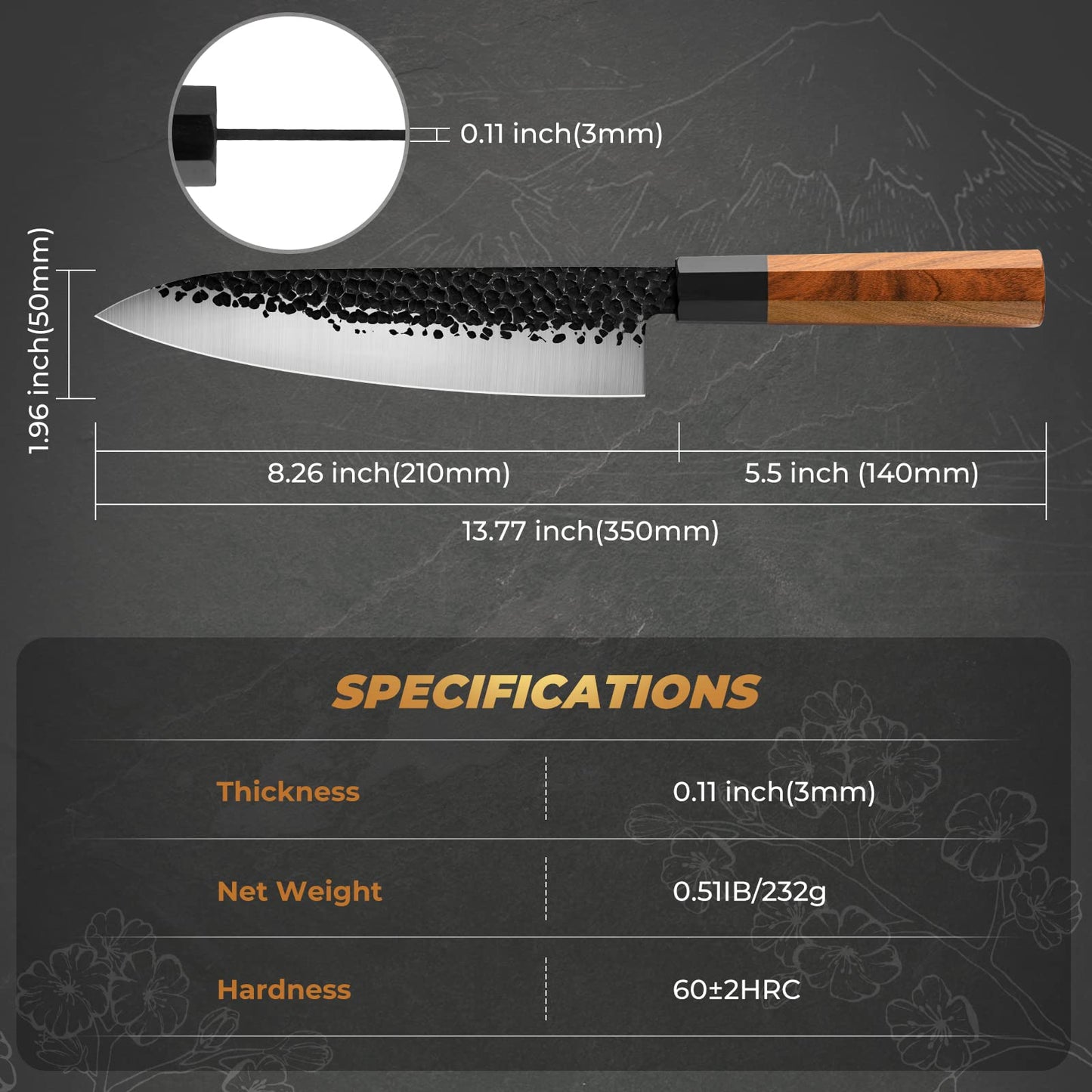 - Japanese Chef Knife Gyuto Chef Knife | 8 Inch Professional Hand Forged Kitchen Chef Knife  -