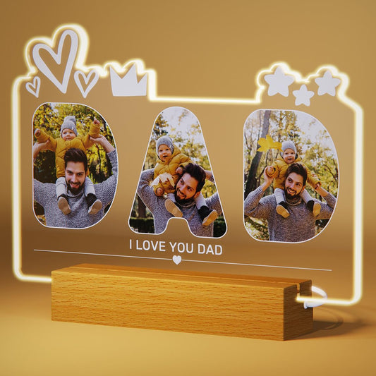 - Personalised Custom Dad Photo Frame Night Light with Text&Photo -